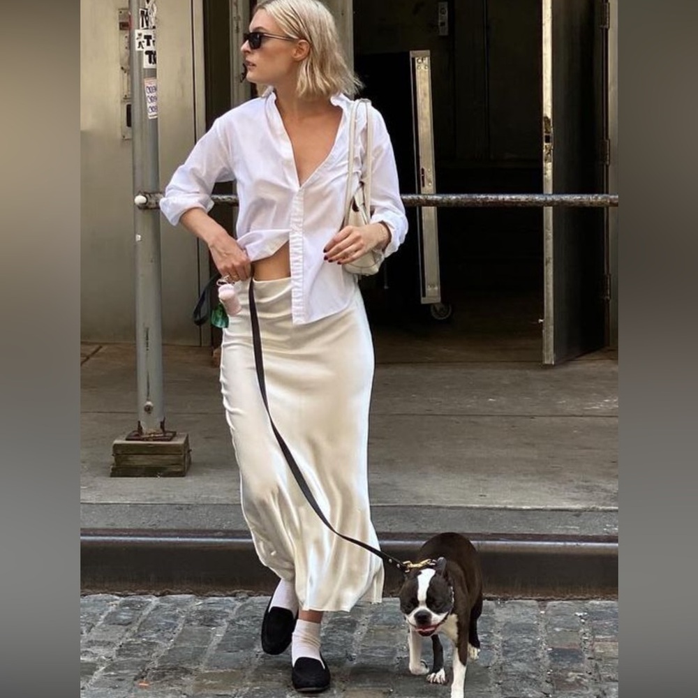 Quince Cream Silk Maxi Slip Skirt